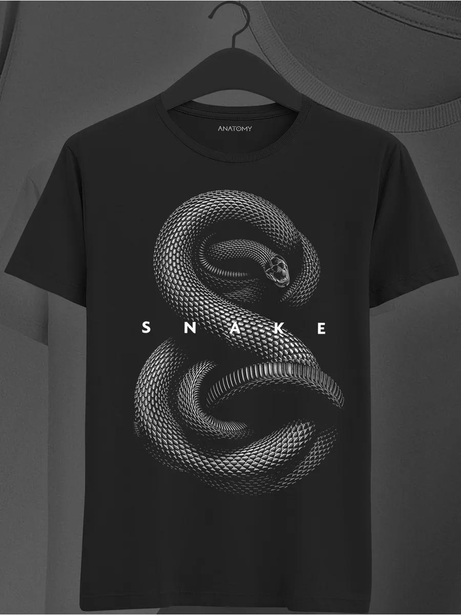 Black T-shirt with snake print S