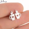 Lovely Dog Paw Earrings Women Multiple Stainless Steel Earings Fashion Jewelry Mushroom Rocket Lighter Ear Studs Weird Gift