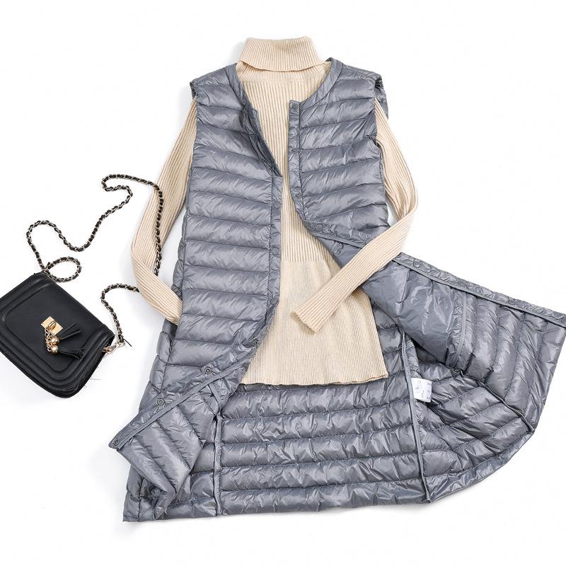 Autumn Winter Women's Ultra Light Down Coats Casual Slim Long Duck Down Vests Women Winter Jackets Female Warm Waistcoat