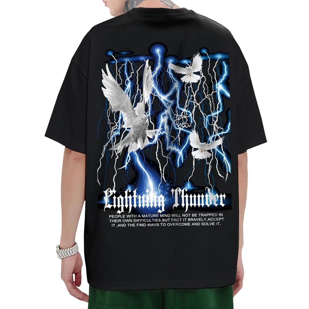 T-shirt da uomo con stampa grafica di lettere Girocollo Manica corta Vestibilità larga Top in poliestere per uso quotidiano Scollo a O Maniche corte