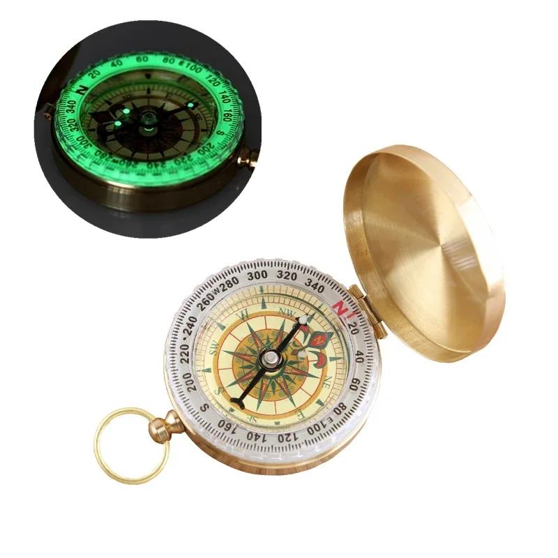 1PC Compass Watch Outdoor Camping Hiking Portable Pocket Brass Gold Color Copper Compass Navigation with Noctilucence Display
