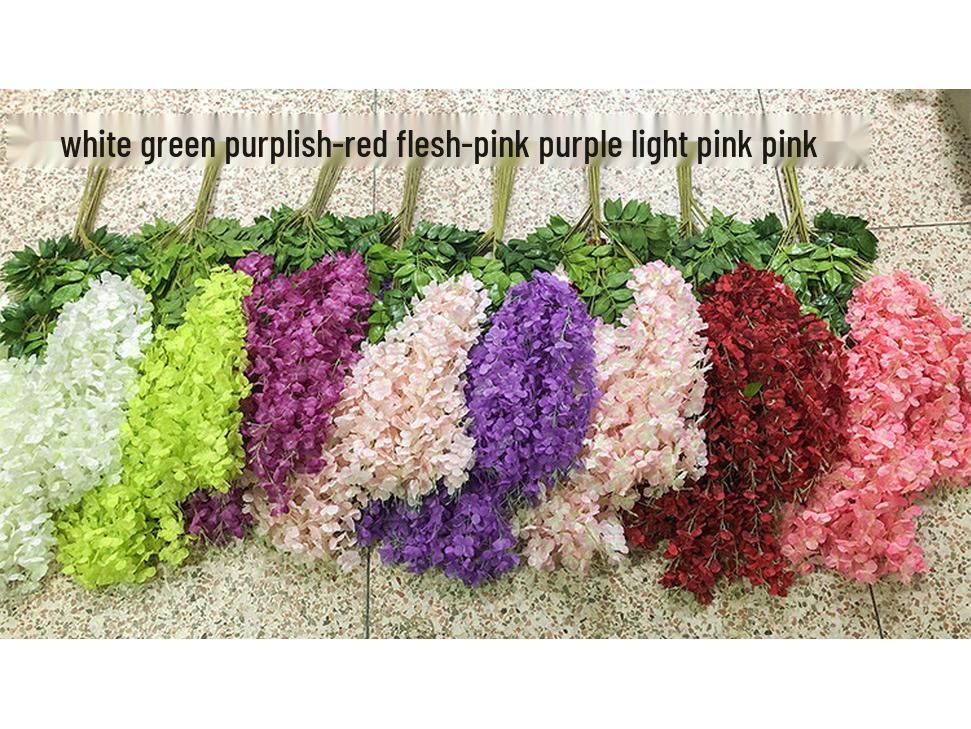 Artificial Wisteria Flower Garland: Violet Hanging Silk Vine for Weddings and Ceiling Decor