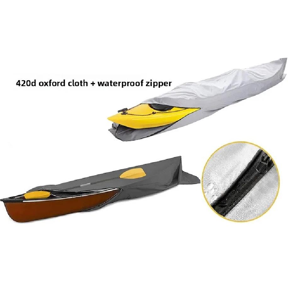 For Canoe Kayak Full-Cover Boat Protection Dustproof Canoe Cover Water Sports Full Coverage Fishing Boat Cover 420D Oxford Cloth