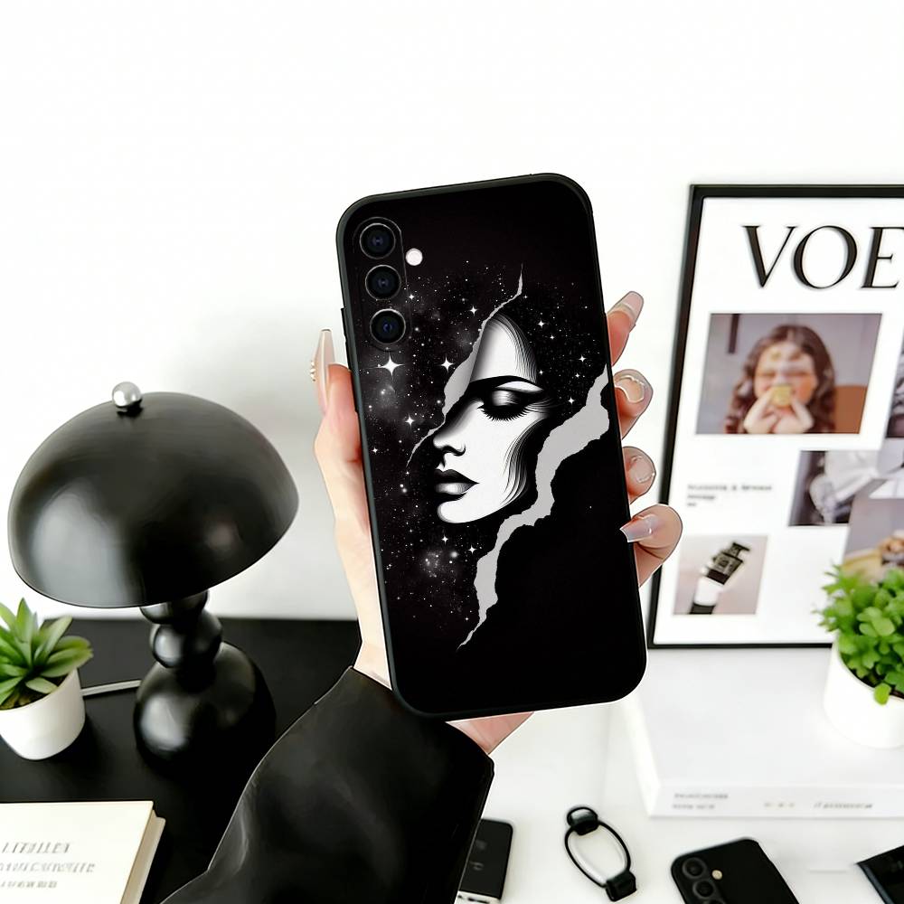 

Line art Phone Case For Samsung Galaxy A73,A72,A71,A70,A53,A52,A51,Soft Silicone Black Cover Samsung a41