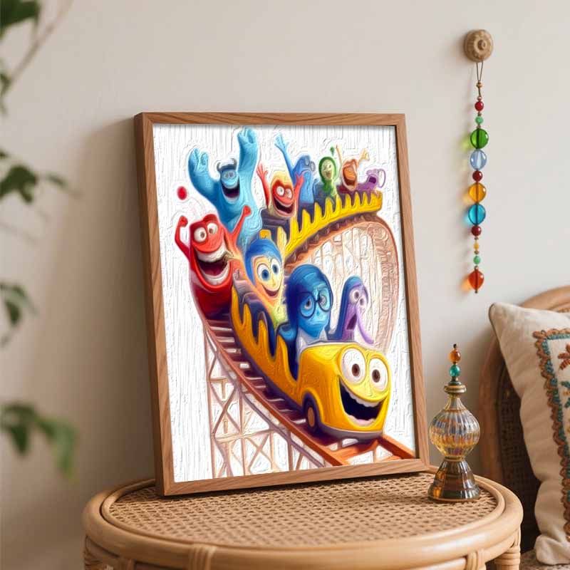 Disney Inside Out Roller Coaster DIY Painting Kit Classic Style Home Decor Craft Gift Idea Canvas Art Wall Hanging Fun Movie Character