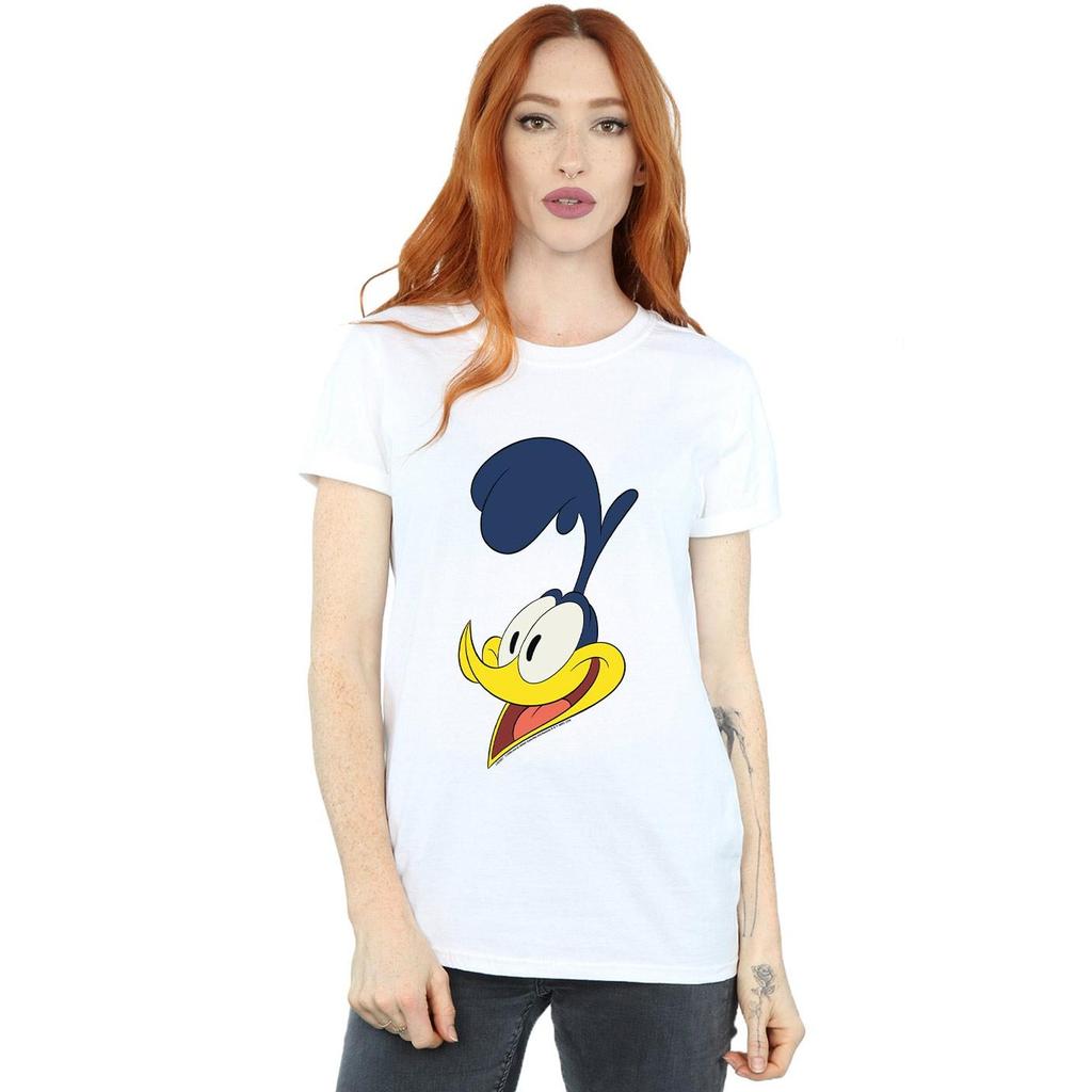 Looney Tunes Womens/Ladies Road Runner Face Cotton Boyfriend T-Shirt