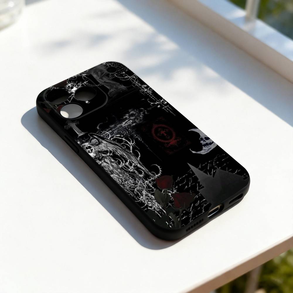 

Dark Gothic Cybersigilism Phone Case For iPhone 11,12,13,14,15,16,17,Pro,Max,Plus,E,SE4,Air,Mini Black Soft Cover iPhone15pro