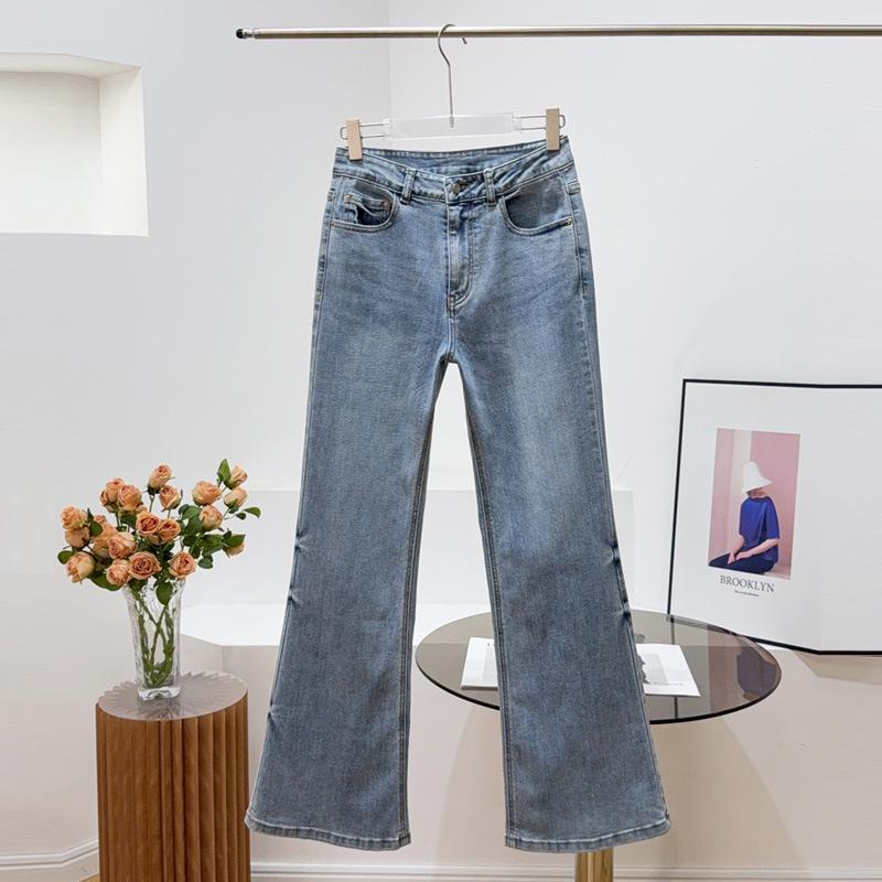 

JN25 Осенние винтажные джинсы клеш слим фит прямого кроя с текстурой снежинки Size 26