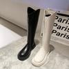 2025 höst och vinter nya sammetsstövlar dam högklackade mode rundnosiga riddarstövlar höga och smala stövlar dam