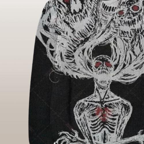 Gothic Pullover Loose O-neck Sweaters Male Women's Hip Hop Streetwear Harajuku Sweater Vintage Halloween Terror Emo Y2k
