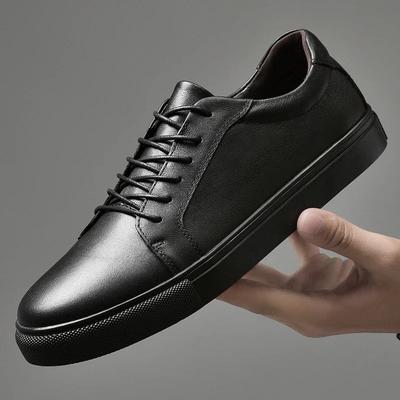 Mode Herren Echtleder Schwarz Sneaker Herren Lässige Sommer Herbst Schuhe Mann Mode Neuankömmling Handgefertigt Outdoor Freizeit Spaziergang Flats