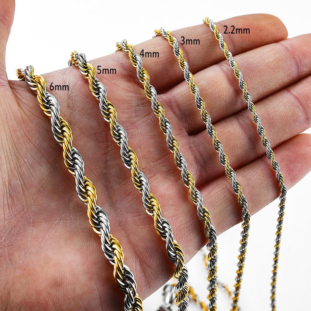 5 Colors Stainless Steel Twist Rope Chain Necklace for Women Men Black/Silver/Gold Color Plated Choker Metal Fashion Jewelry