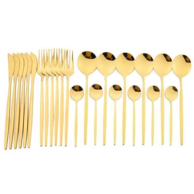 24pcs Dinnerware Set Stainless Steel Cutlery Set Mirror Silverware Knife Fork Spoon Tableware Flatware Set Dishwasher Safe Kitchen Wedding Accessories