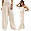 Women's Summer Baggy Trousers On Elastic Wide Long Loose Beige M/l