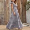 Bohemian Floral Maxi Dress - V-Neck Empire Waist Patchwork