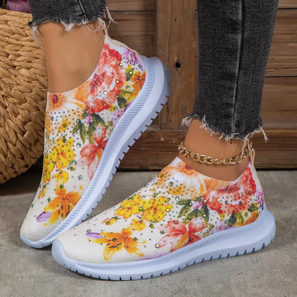 fashion 2024 Women's New Soft Printed Flat Shoes Autumn Breathable Thick-Soled Sports Shoes Women's Chinese Style Flower Casual Shoes