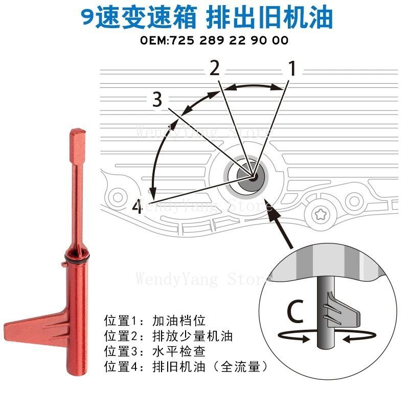 Pro Mercedes 99-rychlostní kontrola hladiny oleje Nástroj pro nastavení převodu 9- 725.0 Nástroj pro výměnu převodového oleje Kov