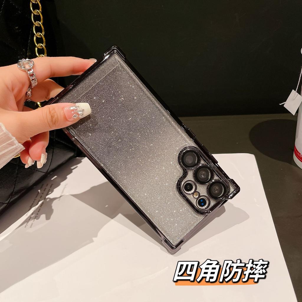 Applicable to Samsung S26 mobile phone case electroplated four-corner airbag anti-drop gradual change glitter S25Ultra lens film hard case