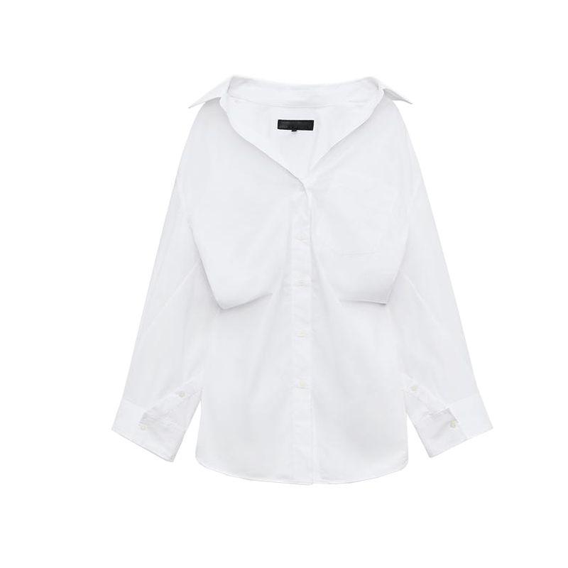 Spring New Women's Clothing Batwing Long Sleeves Loose Poplin Shirt Tops 2020458 4764020