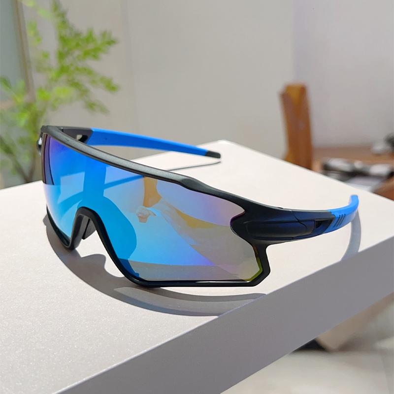 Wrapped Round Sports Goggle Men Mirror Outdoor Protective Cycling Sunglasses Trendy Oversized Windproof Anti-UV Shades