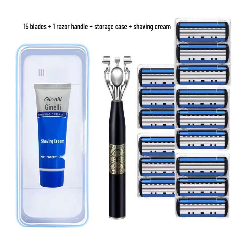 Six-Layer Men's Manual Razor - Chinese Style Blade Holder