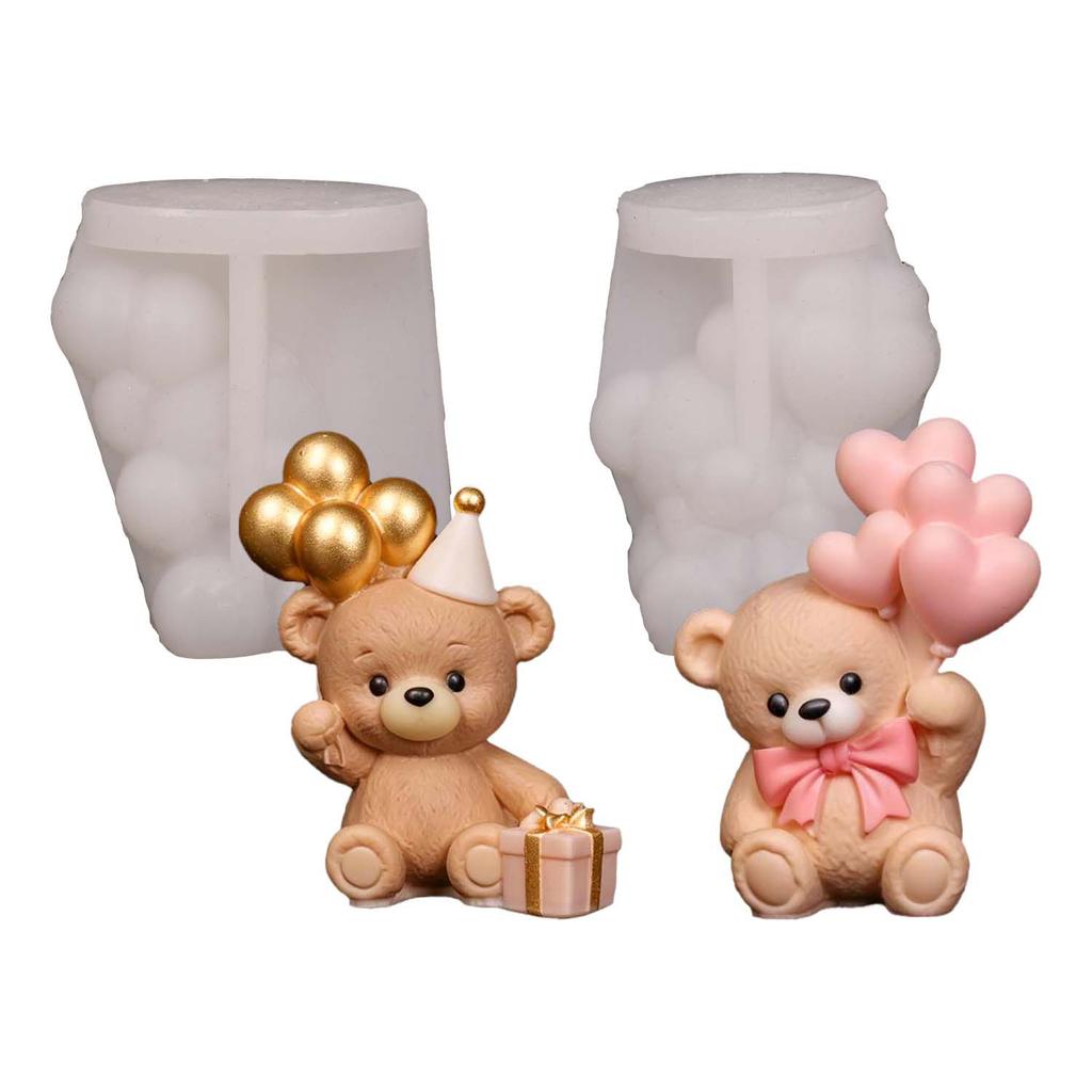 1Pc Triumphant DIY Balloon Gift Bear Scented Candle Drop Glue Mold Love Balloon Bear Decorative Silicone Mold