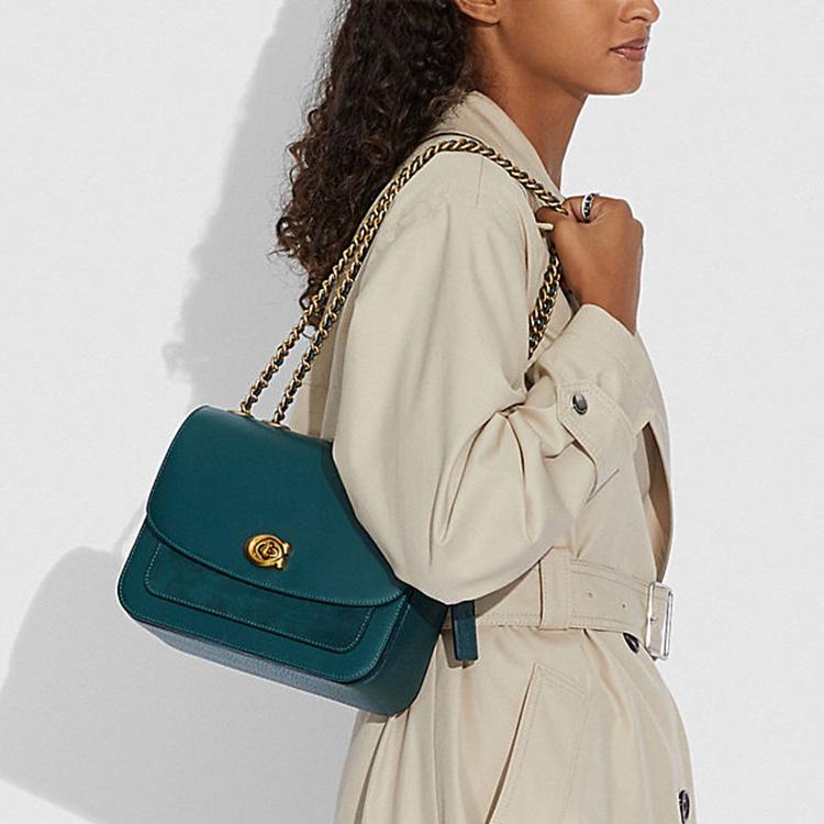 Coach Madison 23 Flap Chain Leather Crossbody Shoulder Bag Women Bags Dark-Green C0799-B4FOR