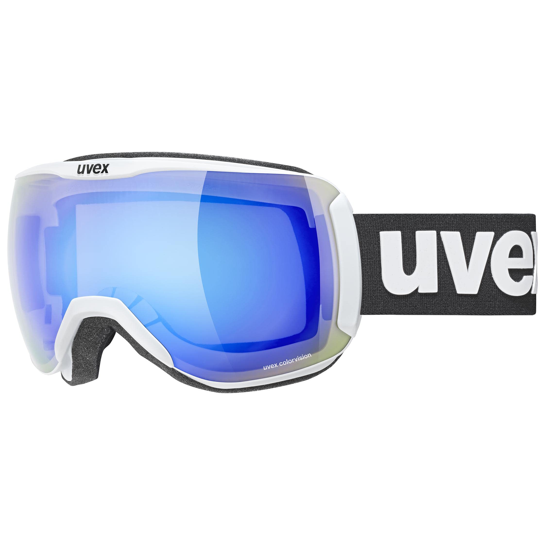 

Uvex 2100 CV Ski and Snowboard Single Asian White One Size Fits All Goggles, Unisex, High-Contrast Mirror, Lens, Fit, Downhill, Matte/Blue/Green,