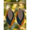 1 Pair Creative Multi-Layer S-Shaped Leaf Leather Earrings, Vintage 3-Layer PU Leather Earrings For Women, Gift Earrings