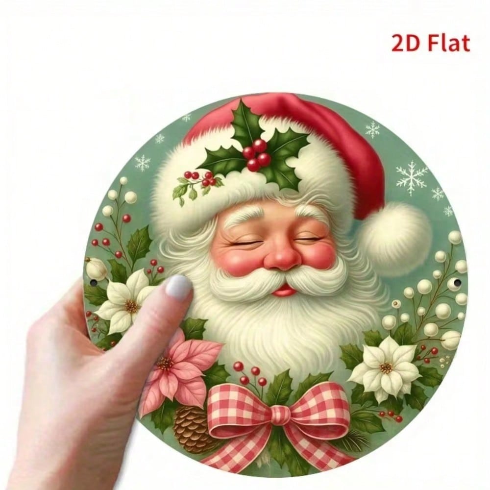 Metall-Nikolaus-Kranz mit roter Schleife, Weihnachtsbeeren-Wandkunst, Bauernhaus-Feiertagsdekoration für Zuhause
