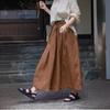 Women's Retro Cotton-Linen Elastic Waist Pleated Skirt - Summer 2023