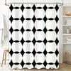 Modern Stylish Black and White Bathroom Shower Curtain with Geometric Pattern for Home Decor