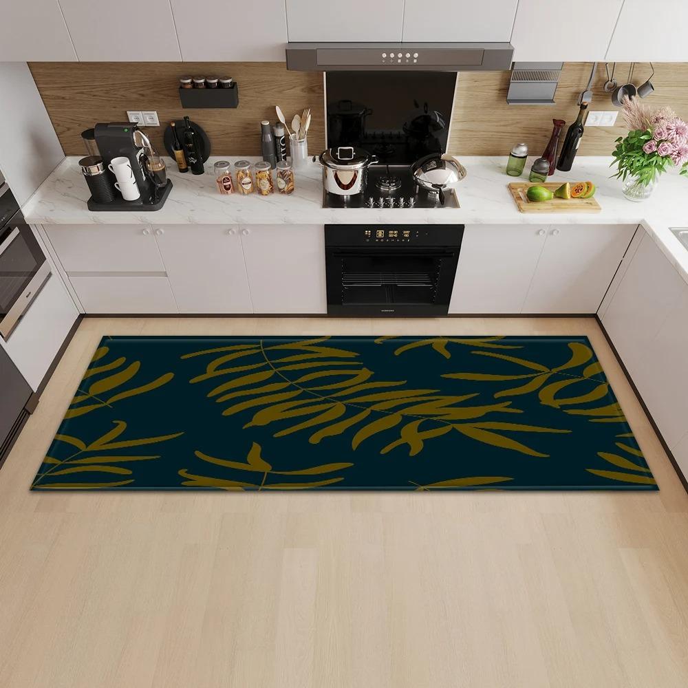 Tropical Plant Illustration Pattern Home Kitchen Floor Mat Door Front Decoration Floor Mat