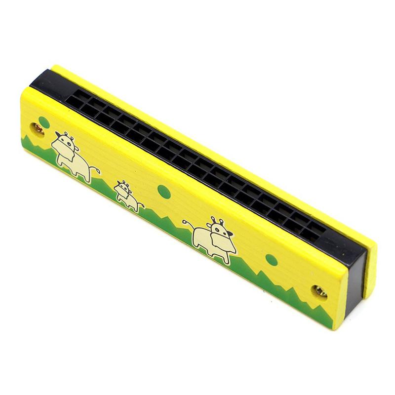 1PC Multicolored Mouth Organ Cute Cartoon Wooden Harmonica 16-Hole Musical Instruments Beginners Suitable Woodwind Harmonica ZYF