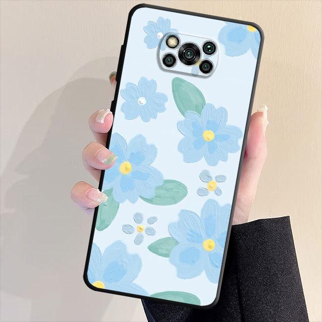 Lovely Flower Phone Case For Samsung Galaxy S23 S21 S22 S20 Note 20 Ultra 10 Plus 8 9 Note20ultra S21 S22 Black Soft Cover Bag