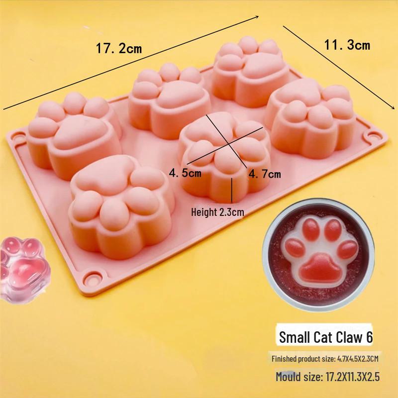 Cartoon Cat Paw Silicone Cake Mold - Food Grade, Creative Mooncake & Jelly Tray