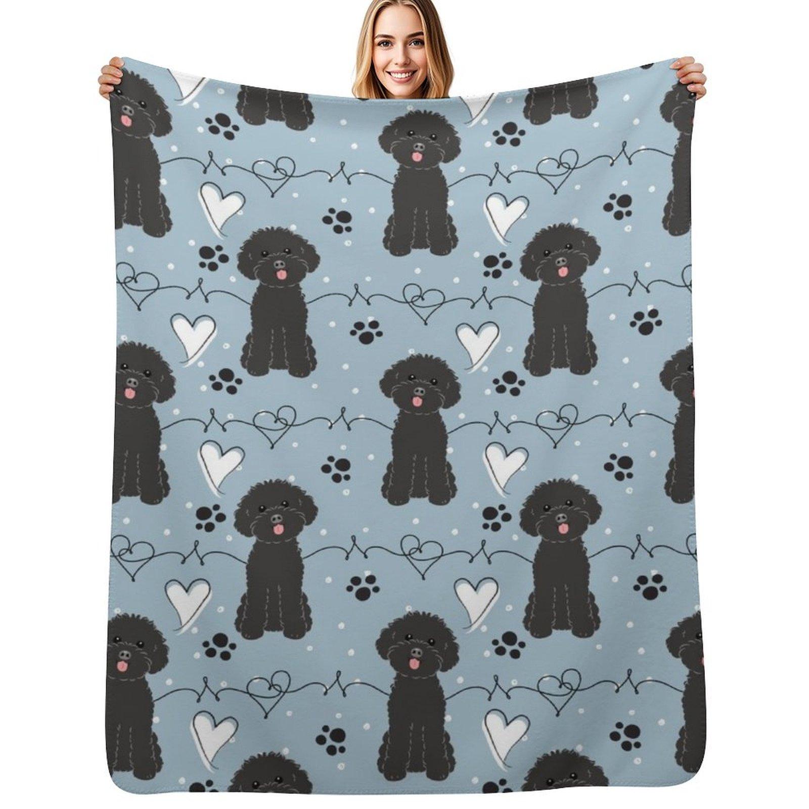 LOVE Black Toy Poodle Throw Blanket Breathable Lightweight Blanket for Adults Kids Size: 75*100cm, Weight: 230 GSM