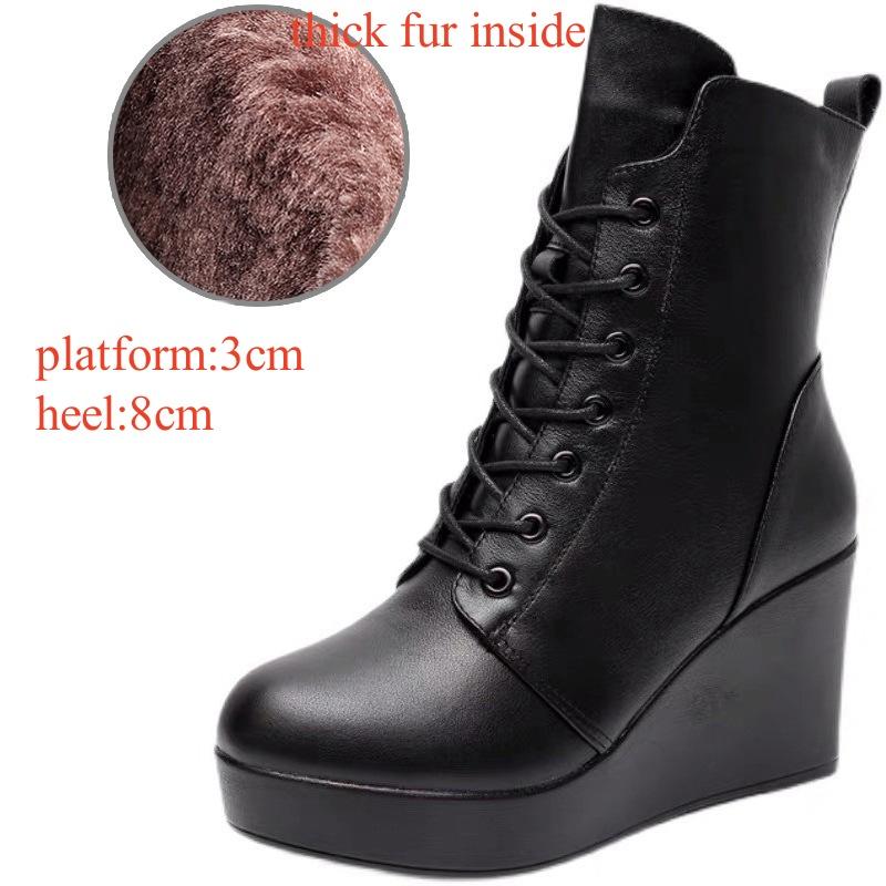 6cm 8cm Small Big Size 33-43 Vintage Soft Leather Boots Women's Platform Shoes Fall 2025 High Heels Wedges Short Ankle Boots