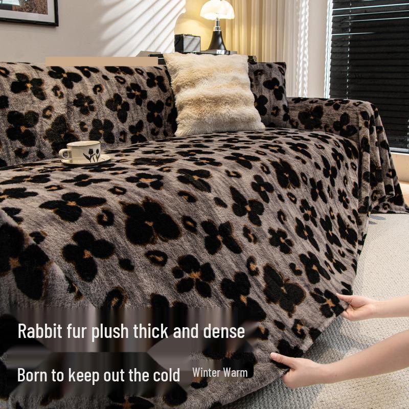 Luxurious Plush Winter-Style Thickened Leather Sofa Cover