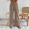 Neue Damen Casual Locker Sitzende Einfarbige Weite Hosen, Plissierte Fließende Hosen mit Drapierter Stoff für Frühling Sommer