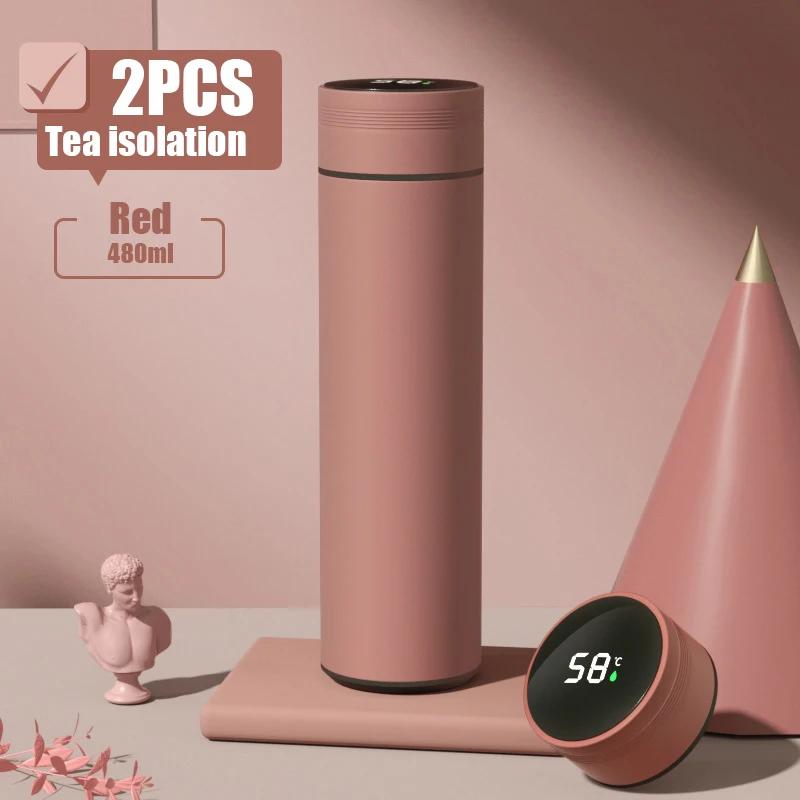 480ml chytrá termoska z nerezové oceli 304 s chytrým displejem teploty, vodotěsná, dvoustěnná vakuová termoska