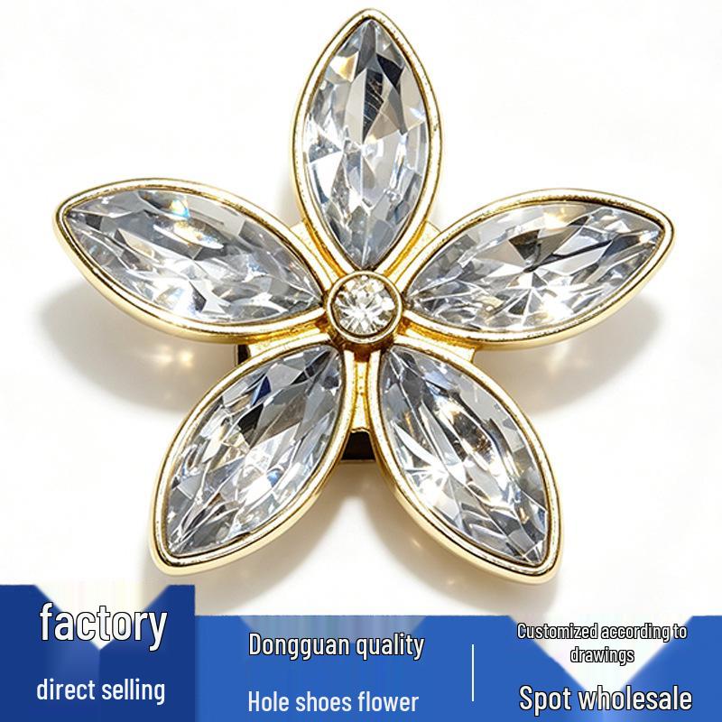 Flower Rhinestone Shoe Charms: Cute Metal Buckles for Crocs