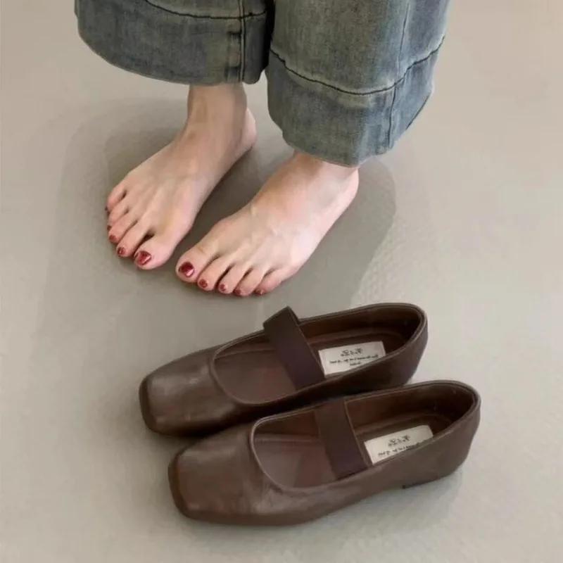 Fashion 2024 Ballet  Summer  Women's Shoes Ballet Retro Dress New Flat Mary Jane Shoes Women's  Flats