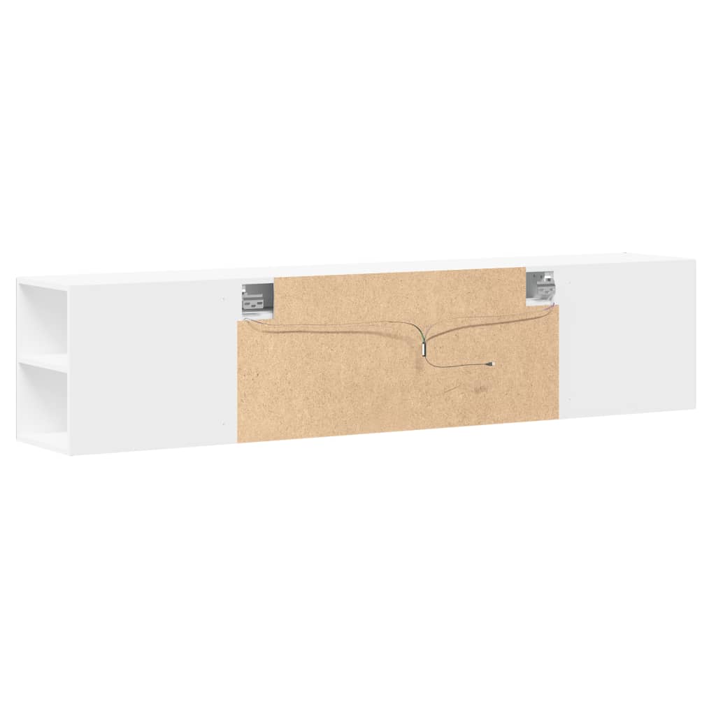 Vidaxl Ścienna Szafka Pod Tv, Z Led, Biała, 180X31X39,5 Cm