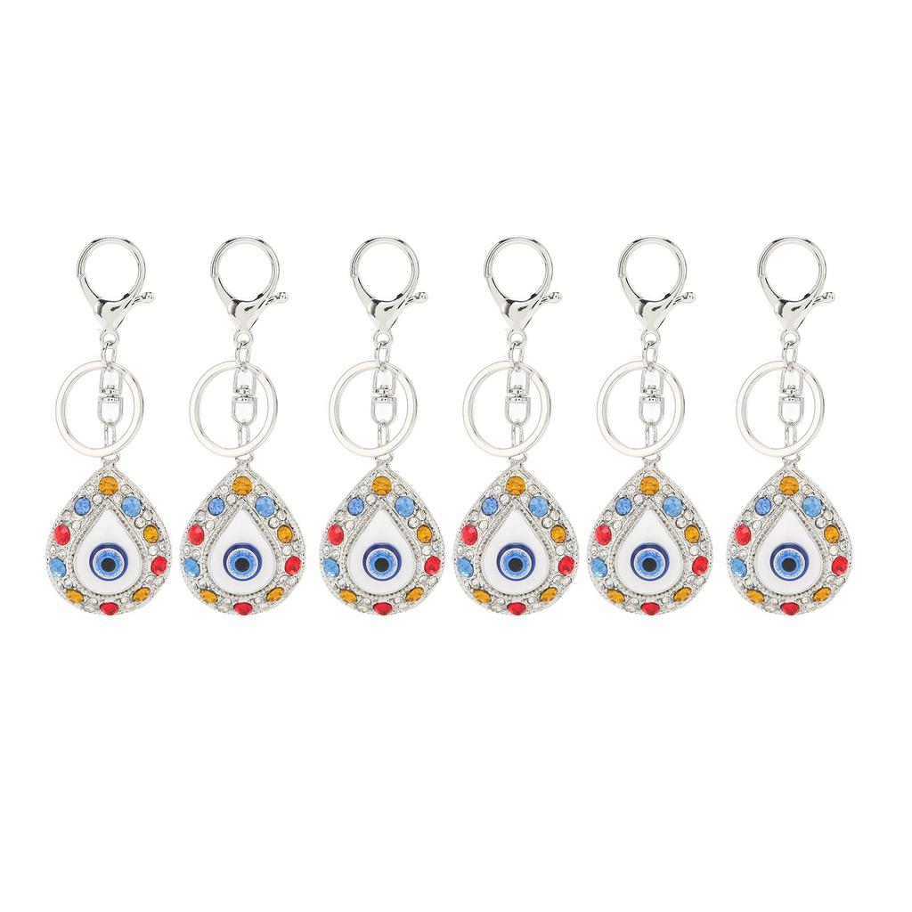 6Pcs Eye Keychains Durable Metal Stylish Rhinestone Bright Colors Lobster Clasp Keychain for Car Handbag Purse