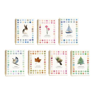 2Pcs Travel Watercolour Workbook 100 Pages Beginner Watercolour Paper Pad with 12 Color Watercolor Paint and Brush