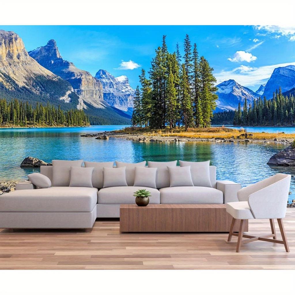 Arazzo Paesaggio Lago Montagne Rocciose Canadesi Appeso a Parete Per Soggiorno Camera da Letto Decorazione Arte Paesaggistica Stampa Decorazione Casa