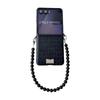 Samsung Z Flip7 Case - Crocodile Texture, Folding Screen, Pearl Bracelet, Scratch-Resistant, Hard Protection