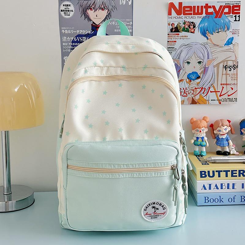 New high-value multi-pocket student schoolbag, small fresh little star backpack, cute and sweet going out backpack