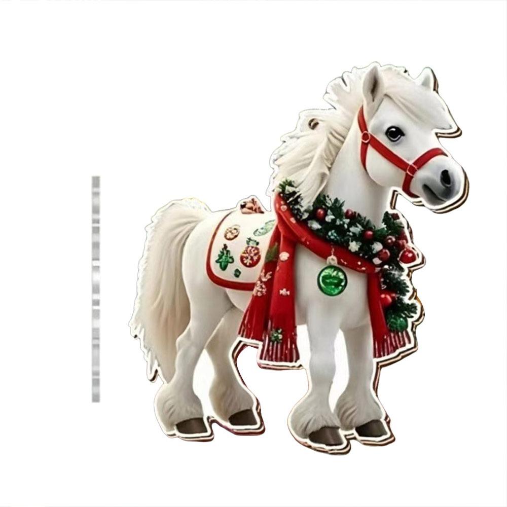 Party 2D Flat Christmas Hanging Pendant Ebony Horse Majesty Acrylic Horse Pendant Xmas Tree Hanging Ornament Navidad Decor